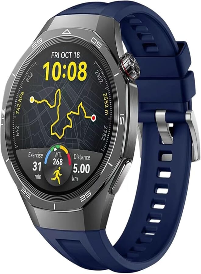 Silicone Band Compatible with Huawei Watch GT5 Pro 46mm 2024, 22mm Classic Silicone Loop Strap, Soft Breathable Wristbands No Gap Wristband Strap for Huawei Watch GT5 Pro 46mm 2024